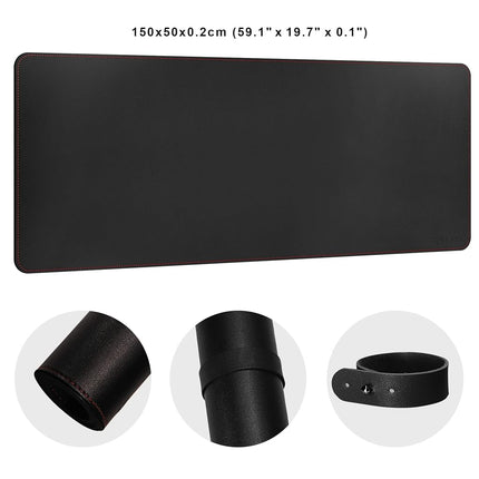 ZORESYN Desk Pad (150x50cm), PU Leather Desk Blotter Protector, Large Gaming Mousepad Desk Mat - Waterproof Non Slip Base Keyboard Extended Mouse Mat (Black)