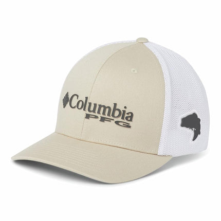 Columbia Unisex Pfg Mesh Ball Cap, Fossil, Grill, White, Bass, Large/X-Large