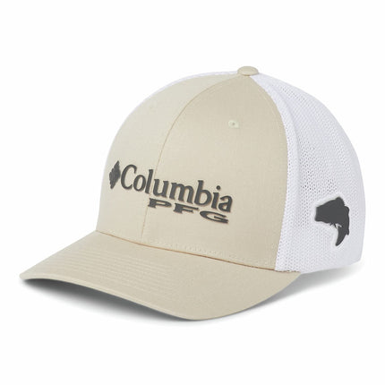Columbia Unisex Pfg Mesh Ball Cap, Fossil, Grill, White, Bass, Large/X-Large