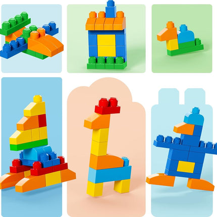 MEGA BLOKS First Builders Toddler Blocks Toys Set, Deluxe Building Bag with 150 Pieces and Storage, Creative Open-Ended Play, Blue, Ages 1+ Years, CNM43