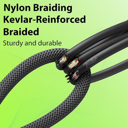 AA AUDIO ACCESSORY Right Angle Guitar Cable 10 ft 2 Pack, Nylon Braided Anti-Kinking Kevlar-Reinforced, 20 AWG 99.99% OFC 1/4 Instrument Cable, AL & OFC Shielded Guitar Cord for Fender Electric Guitar