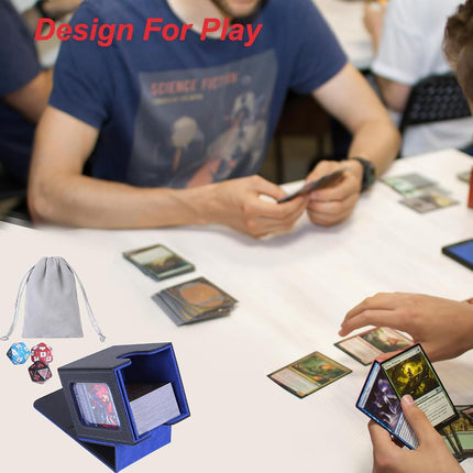 AFIING MTG Deck Box 6 In1 with MTG Playma,Premium Card Storage Box with 5 Pcs MTG Deck Box Holds 2400+ Trading Cards, Large TCG Card Deck Case for Magic Yugioh Sports Cards (Black&Red)