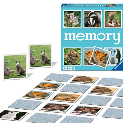 Ravensburger Animal Babies Memory Game - Matching Picture Snap Pairs For Kids Age 3 Years Up - Educational Todder Toy