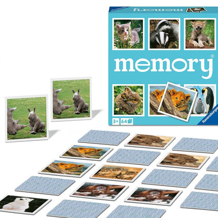 Ravensburger Animal Babies Memory Game - Matching Picture Snap Pairs For Kids Age 3 Years Up - Educational Todder Toy