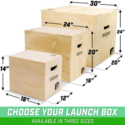 GoSports Fitness Launch Box Caja de salto de madera con altura ajustable 3 en 1 para ejercicios de todos los niveles - XL
