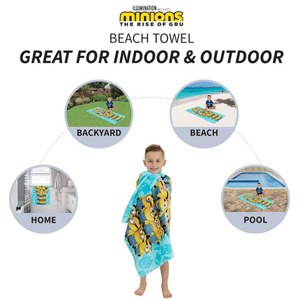 Toalla de algodón súper suave para baño/piscina/playa Franco Kids, 58 x 28 pulgadas, Minions: The Rise Of Gru