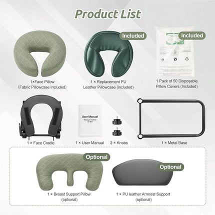 Massage Headrest for Bed, Adjustable Massage Face Cradle at Home, Portable Massage Table Kit for Sleeping Mattress, Face Down Pillow After Eye Surgery