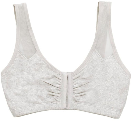 Fruit of The Loom Women's Comfort Front Close Sport Bra with Mesh Straps, Heather Grey, 34