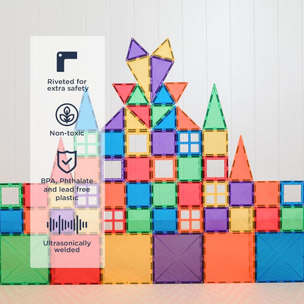 CONNETIX Magnetic Tiles Rainbow Starter Pack, 60 Pieces