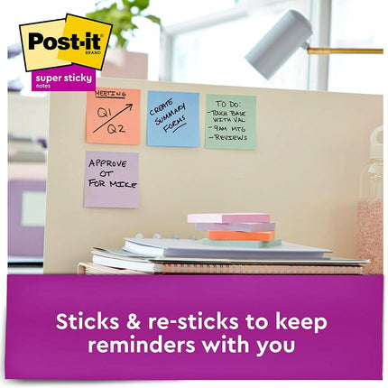 Post-it Recycled Sticky Notes 3" x 3" 5 Pads 2 Sticky Bali Collection Pastel Colours (Lavender, Apricot, Blue, Pink, Mint) 30% Recycled Paper (654-5SSNRP)