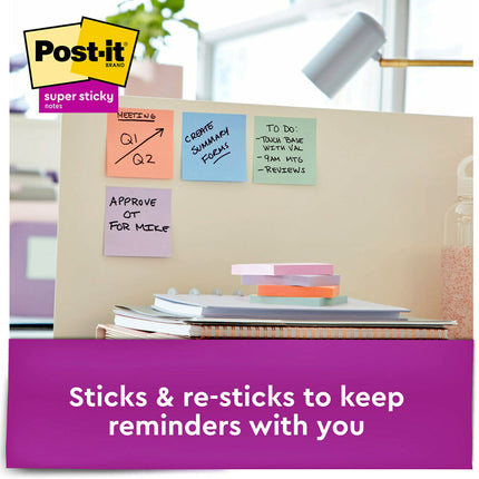 Post-it Notas Adhesivas Recicladas 76 mm x 76 mm 5 Blocs 2 Notas Adhesivas Colección Bali Colores Pastel (Lavanda, Albaricoque, Azul, Rosa, Menta) Papel 30% Reciclado (654-5SSNRP)