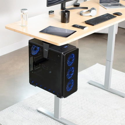 VIVO Adjustable Under Desk and Wall PC Mount, Computer Case Holder with Swivel Action and Secure Locking, Black, MOUNT-PC01