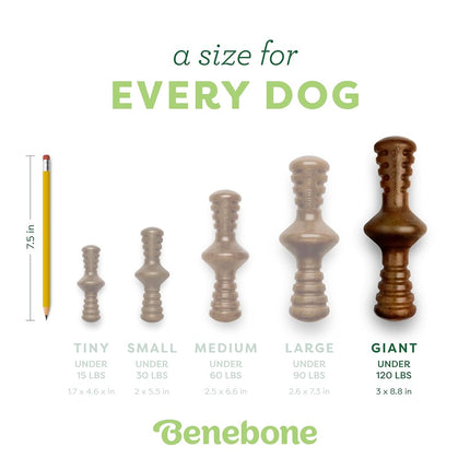 Benebone Zaggler Dog Chew Toy for Aggressive Chewers, Real Bacon, Giant