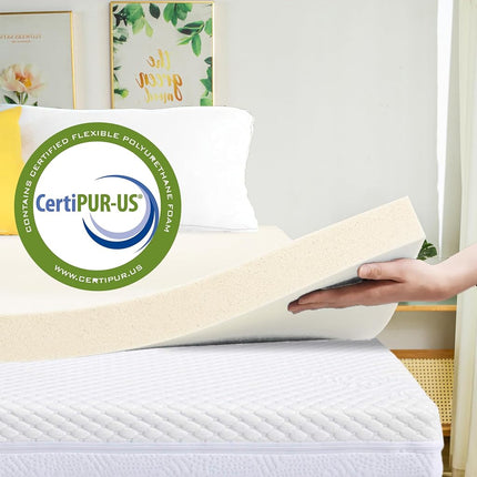 Nutan, 1-Inch Copper-Infused Memory Foam Mattress Toppers, Cooling and Pressure Relieving with Airflow Design, Twin, Beige