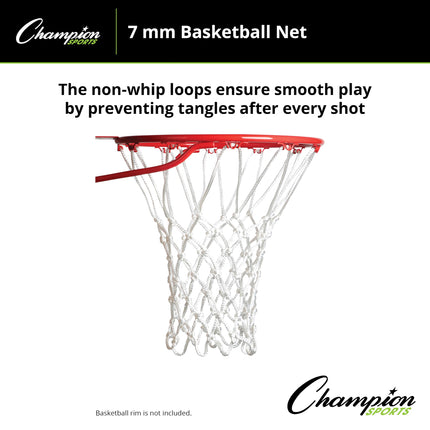 Filet de basket-ball professionnel de luxe Champion Sports unisexe adulte 7 mm anti-fouet, professionnel de luxe (7 mm - Blanc)