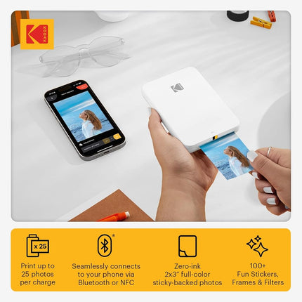 Kodak Step Slim Instant Mobile Photo Printer – Wirelessly Print 2x3” Photos on Zink Paper with iOS & Android Devices