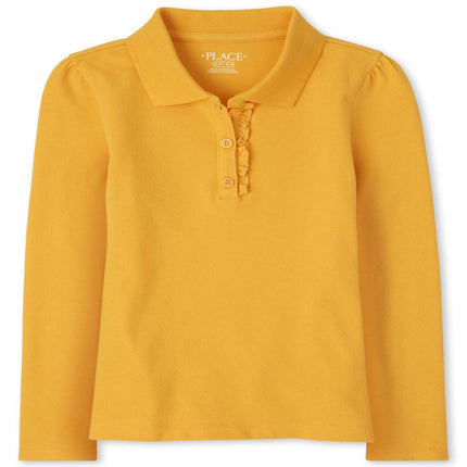 The Children's Place Girls' Long Sleeve Ruffle Pol