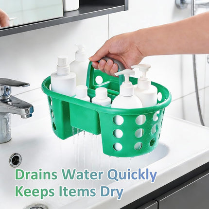 SIMPLYKLEEN Large Shower Caddy Portable 2PC - Made in USA Plastic Jumbo Size Dorm Storage Candy Tote with Handle Shower Organizer for Bathroom, Pantry, Kitchen, College Dorm, Green/Periwinkle