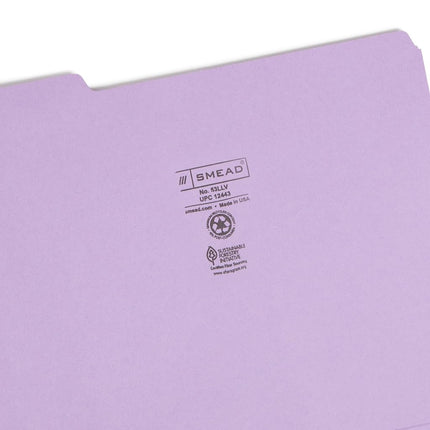 Smead Coloured Lever Arch Files 1/3 Cut Tab Letter Size Lavender 100 per Box (12443) (Pack of 1)