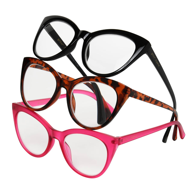 Betsey Johnson Women's Plaid 3 Pack Reading Glasse
