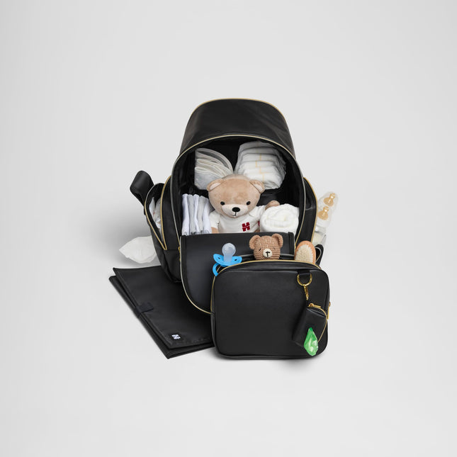 Huggies Signature Hug Pack Diaper Backpack, Black Leather, O/S