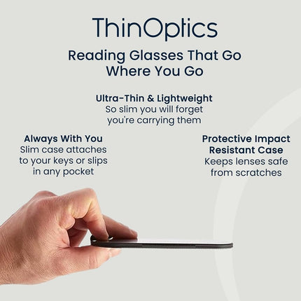 ThinOptics Reading Glasses 2.50, Brown Frame, 4mm Case, for Men and Women