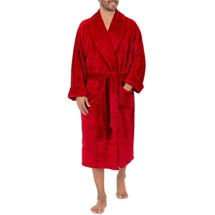 IZOD mens Comfort-soft Fleece Robe - Twill Stripe, Red, 2X/3X