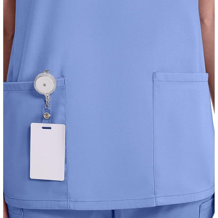 Dickies EDS Signature Scrubs for Women and Scrubs for Men, Unisex One Pocket V-Neck Top in Soft Brushed Poplin 83706, Teal Blue, XXXXXL