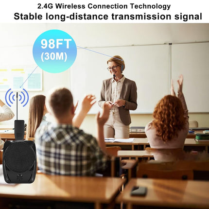 MICVISTA 4-Person Wireless Microphone System, 2.4G Wireless Earphone Microphones and Handheld Microphones 2-in-1 Speaker Audio Amplifier PA System for Teacher Tour Guides Fitness Trainer