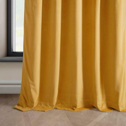 HPD Half Price Drapes Heritage Plush Velvet Curtains 108 Inches Long Room Darkening Curtains for Bedroom & Living Room 50W x 108L, (1 Panel), Aztec Gold