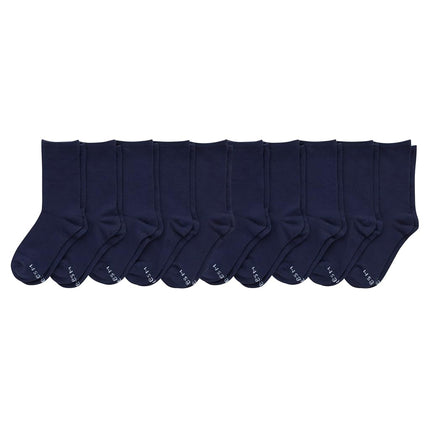 Hanes Girls' Uniform, Plain, Knit Crew Socks for School Or Play, 10-Pairs, Navy, 4-10