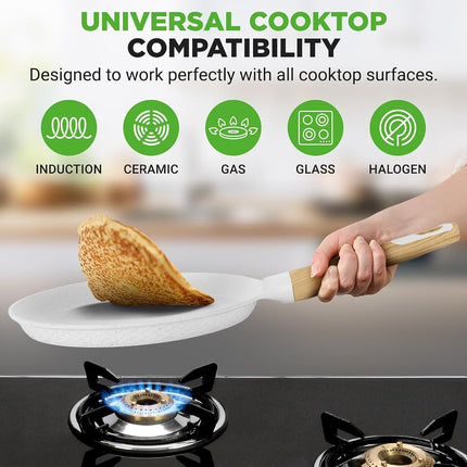 NutriChef Crepe Maker, 28cm Nonstick Pan, Induction Cookware