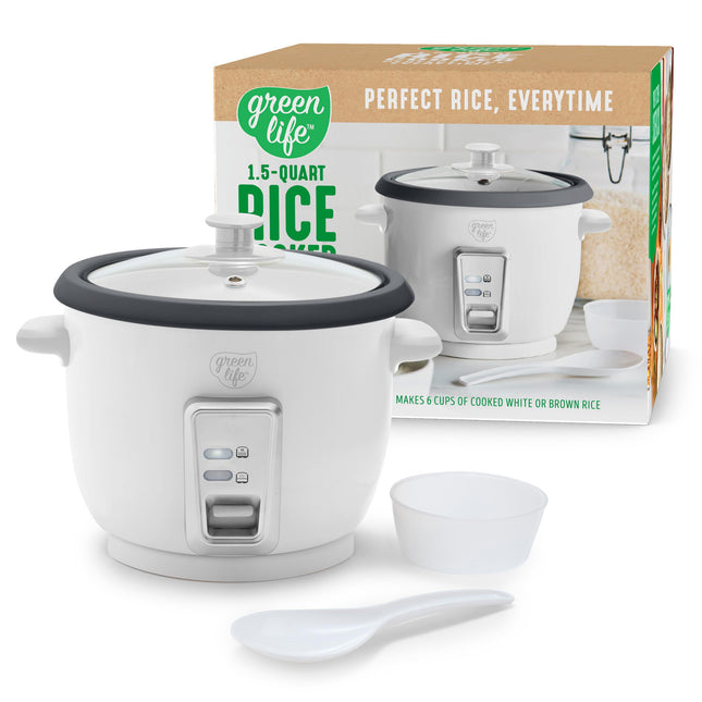GreenLife Electric Rice Cooker, 3-Cups Uncooked/6-