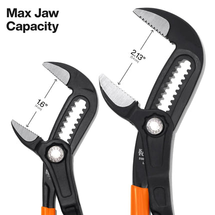 Klein Tools D5052BSKIT Straight Jaw Quick Adjustment Pump Pliers Set, 7-Inch and 25-Inch Adjustable Pliers Set, Heavy Duty Hand Tool with Serrated Teeth