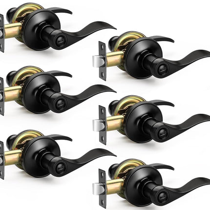 Sopoby 6 Pack Matte Black Door Handles Privacy Doo