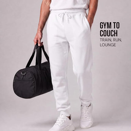 Southpole Men's 1570 Basic Active Fleece Jogger Sweatpants, White a, Small