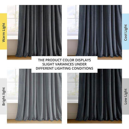 HPD Half Price Drapes Signature Velvet Thermal Blackout Curtains for Living Room 108 Inch Long 1 Panel Rod Pocket Insulated Blackout Curtains for Bedroom Window Curtains, 50Wx108L, Distance Blue Grey