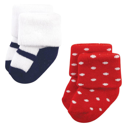 Hudson Baby Baby Girls' Cotton Rich Newborn and Terry Socks, Wildflower, 6-12 Months
