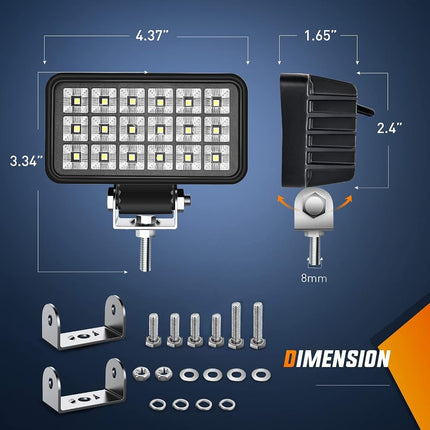 Nilight 4.4Inch Square Utility LED Work Light W/Integrated Toggle Switch, 2PCS 36W 150° Flood Lamp for Offroad Heavy Equipment Vehicles Truck Tractor Golf Cart Boat ATV UTV, 2 Year Warranty