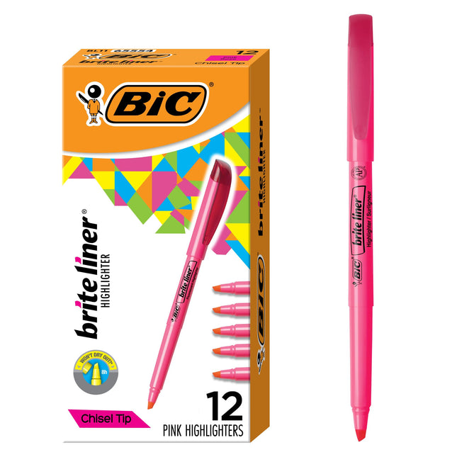 BIC Brite Liner Highlighters, Chisel Tip, 12-Count