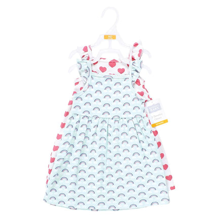 Hudson Baby Baby Girls' Cotton Dresses, Cloudy Rainbow, 18-24 Months