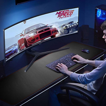 ZORESYN Extend Long Mouse Pad Black (120 x 40cm) - PU Leather Large Gaming Mousepad Desk Mat - Nonslip Base and Waterproof Desktop Keyboard Extended Mouse Mat