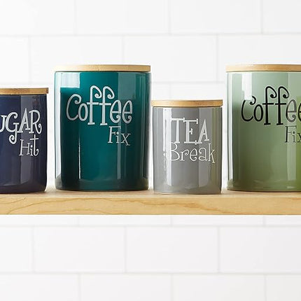 DII Kitchen Accessories Retro Collection Ceramics, Canister Set, Teal, 3 Piece
