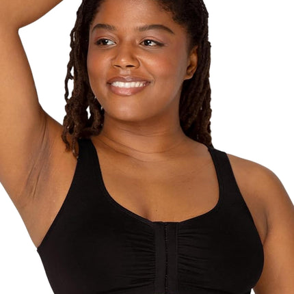 Fruit of the Loom Women's Front Close Builtup Sports Bra (One Set of Pads), Black/White/Heather Grey 3-Pack, 40 (Pack of 3)
