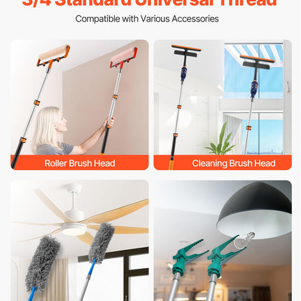 VEVOR Telescopic Extension Pole, 2-4 FT Multi-Purpose Extendable Pole, Sturdy Aluminum Alloy Paint Pole Extension with Flip-Lock Design, High Reach Roller Stick for Painting, Dusting and Cleaning