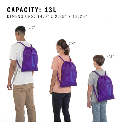 adidas Alliance Sackpack, Pure Purple/White/3, One Size, Sackpack