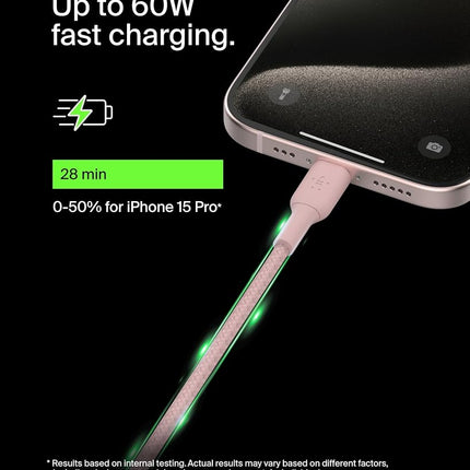 Belkin BoostCharge Braided USB-C to USB-C Cable (1m/3.3ft) for iPhone 16, iPhone 17 Pro, iPhone 17 Pro Max, Galaxy S25, S24, Galaxy Note, Pixel 10 & 9, iPad Pro, Nintendo Switch 2 and More