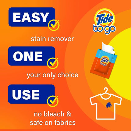 Tide To Go Stain Remover Wipes for Clothes, Instant Laundry Travel Stain & Spot Remover, 3 Pack, (30 Wipes Total)