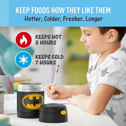 Thermos FUNTAINER 10 Ounce Stainless Steel Vacuum Insulated Kids Food Jar, Batman