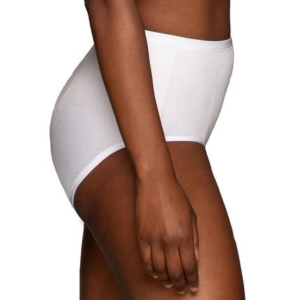 Vanity Fair Women's Body Caress Flexible Fit Panties, Brief-3 Pack-White, 9 (Pack of 3)